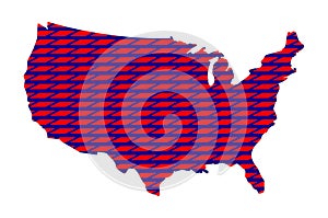 Map of the United States of America in rhomboids, red and blue, Isolated.