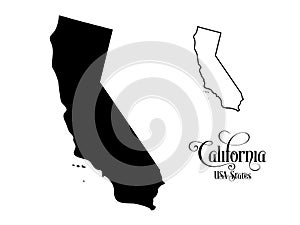 Map of The United States of America USA State of California - Illustration on White Background