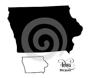 Map of The United States of America USA State of Iowa - Illustration on White Background
