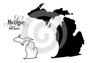 Map of The United States of America USA State of Michigan - Illustration on White Background