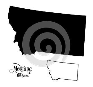 Map of The United States of America USA State of Montana - Illustration on White Background
