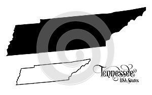 Map of The United States of America USA State of Tennessee - Illustration on White Background