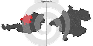 map of Upper Austria state of Austria