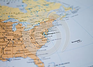 Map of USA in focus