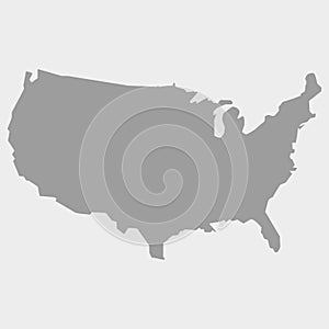 Map of the USA in gray on a white background