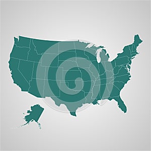 Map of USA with separable borders in vector art