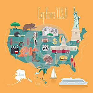 Map of USA vector illustration, design