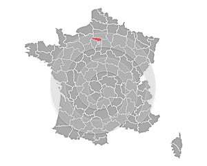 Map of Val-d Oise in France