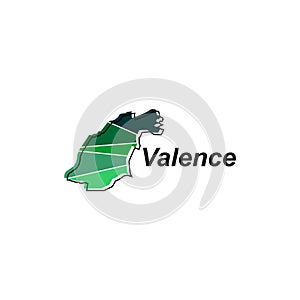 Map of Valence vector design template, national borders and important cities illustration on white background