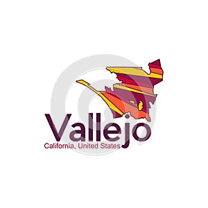 Map Of Vallejo California City United States Geometric Logo
