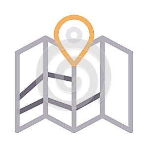 Map thin color line vector icon