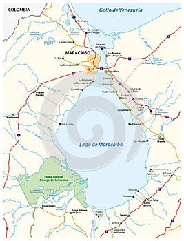 Map of the Venezuelan by sea Maracaibo lake Venezuela