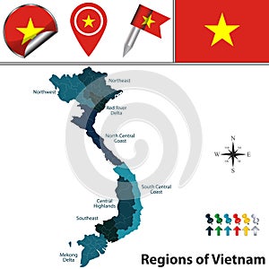 Map of Vietnam with Regions