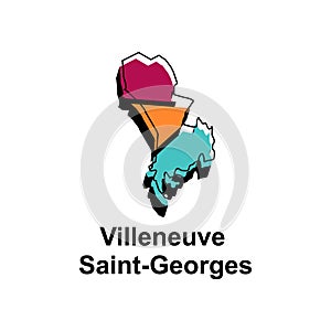 Map of Villeneuve Saint Georges design illustration, vector symbol, sign, outline, World Map International vector template on