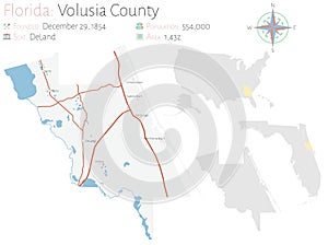 Map of Volusia County in Florida