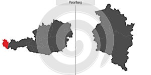 map of Vorarlberg state of Austria