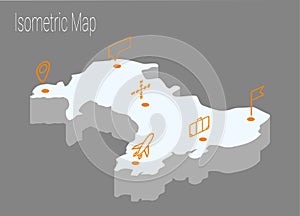 Map Wales isometric concept.