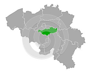 Map of Walloon Brabant in Belgium