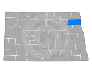 Map of Walsh in North Dakota