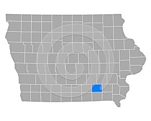 Map of Wapello in Iowa