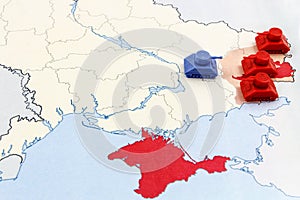 Map of War in Ukraine with numerical Superiority of Russian Tanks