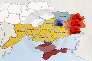 Map of War in Ukraine with numerical Superiority of Russian Tanks