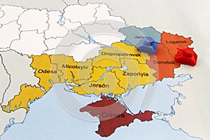 Map of War in Ukraine with Tank