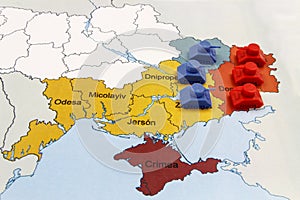 Map of War in Ukraine with Tanks