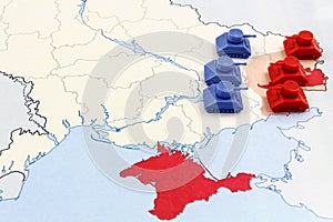 Map of War in Ukraine with Tanks photo