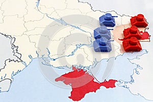 Map of War in Ukraine with Tanks