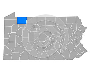 Map of Warren in Pennsylvania