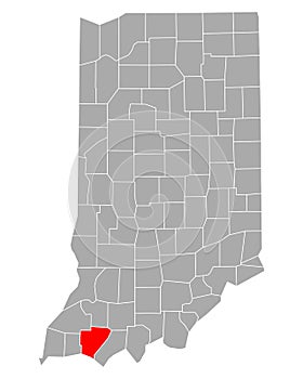 Map of Warrick in Indiana