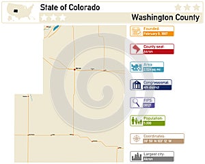 Map of Washington County in Colorado USA