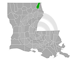 Map of West Carroll in Louisiana