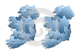 Map of the whole Ireland with regions