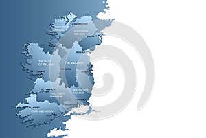 Map of the whole Ireland with regions