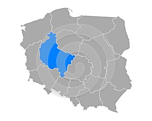 Map of Wielkopolskie in Poland