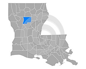 Map of Winn in Louisiana