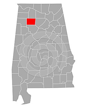 Map of Winston in Alabama