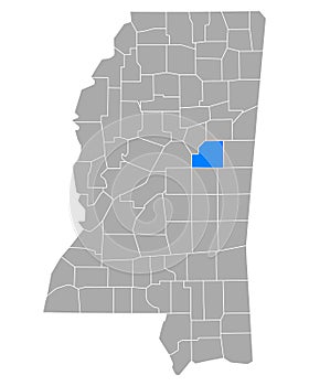 Map of Winston in Mississippi