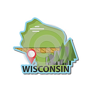 Map of wisconsin state. Vector illustration decorative design