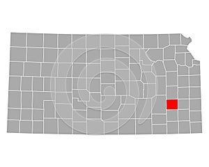 Map of Woodson in Kansas