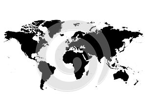 Map of World black vector silhouette. High detailed map on white background