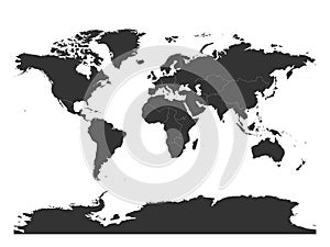 Map of World divided into regions. Simple flat vector illustration