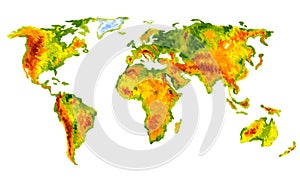 Map of the World. Drawing brush strokes.