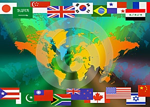 Map of the World with Flags photo