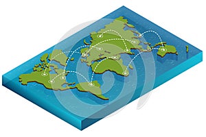 Map world isometric concept. 3d flat illustration of Map world. Vector world map connection Political World Map