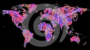 Map of world made of colorful connections