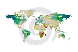 Map of the world oil paint texture design on white background