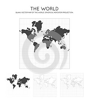 Map of The World. Spherical Mercator projection. photo